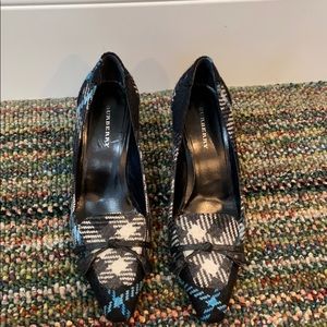 Plaid Burberry kitten heels